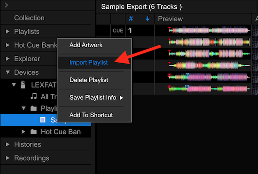 exporting playlist for procommander